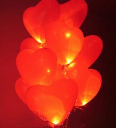Светящийся шар - Красное сердце - латекс 12