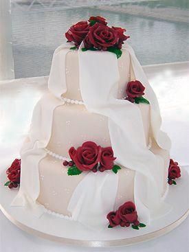 Свадебный торт "Рубиновая роза" 1