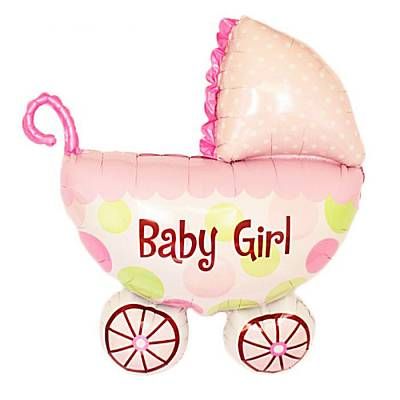 Шар фольгированный - Детская розовая коляска - 31"