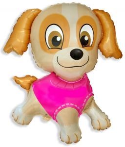 Фольгированный шар - Собачка в розовой кофте - 35" 1