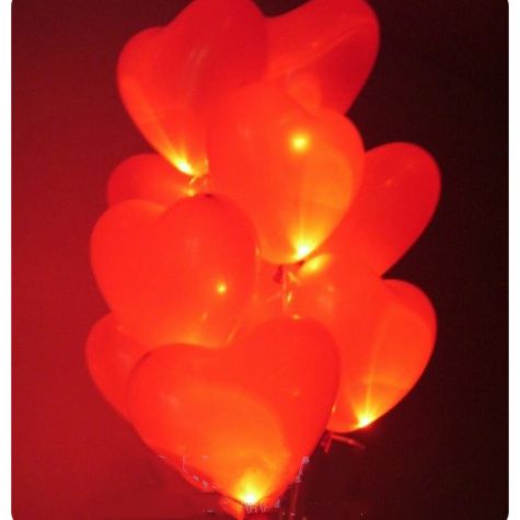 Светящийся шар - Красное сердце - латекс 12"