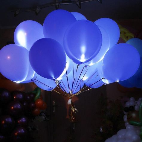 Светящийся синий шар - латекс 12"