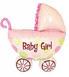Шар фольгированный - Детская розовая коляска - 31
