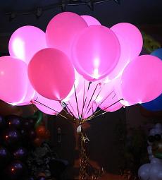 Светящийся розовый шар - латекс 12
